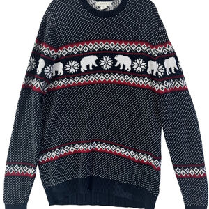 ASPEN Navy and Red Polar Bear Crewneck Sweater